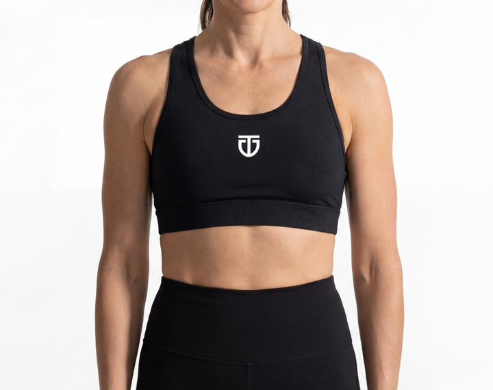Women's Nylon Mesh Sports Bra - Black