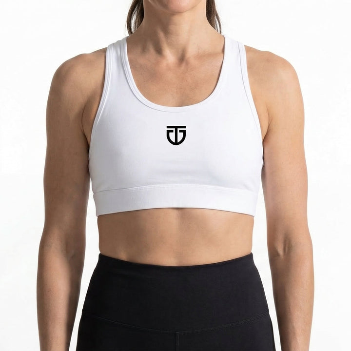 Women's Nylon Mesh Sports Bra - White