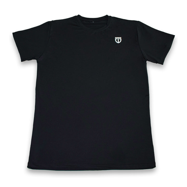 Black quick dry polyester gym/exercise tee front