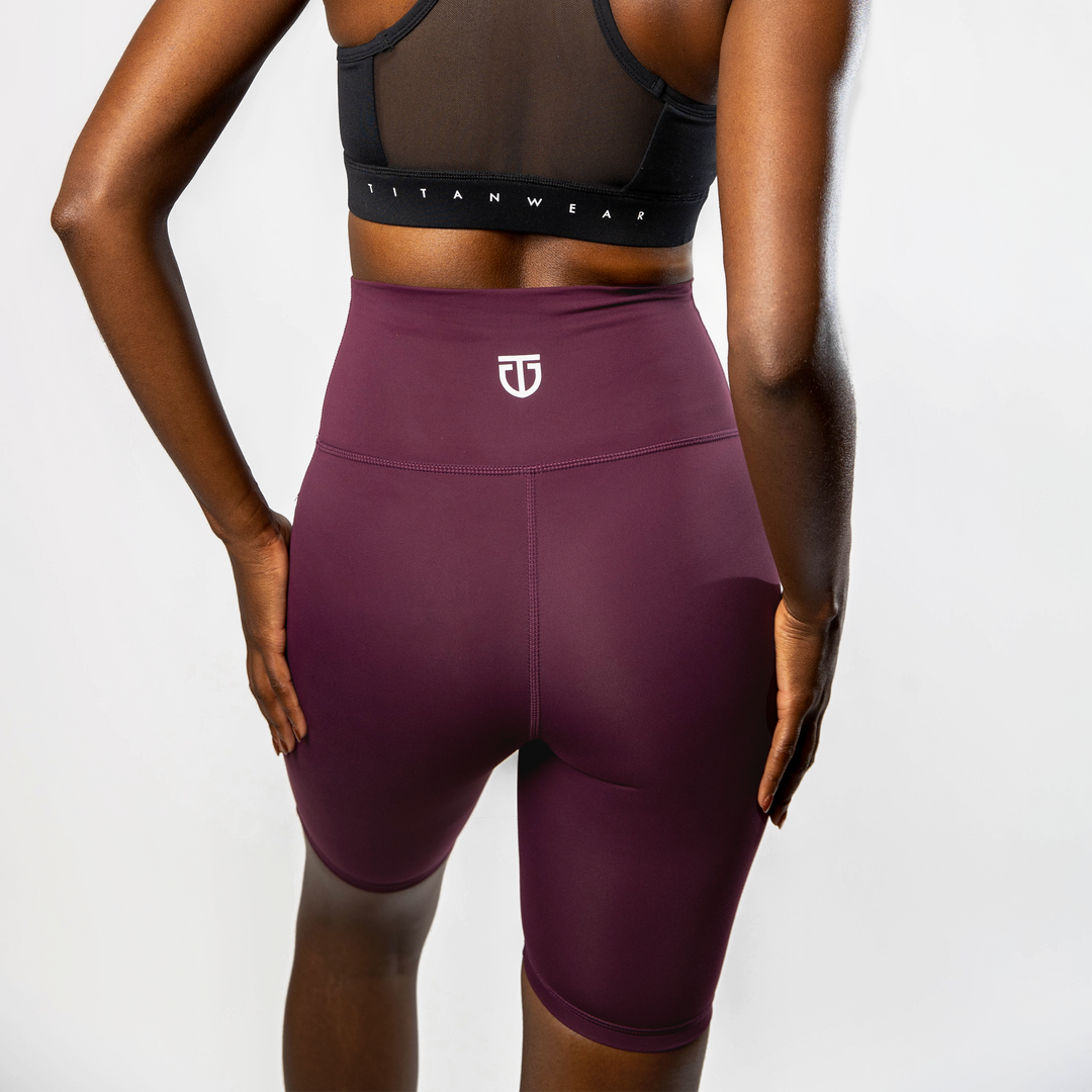 Women's Ultra High Waisted Biker Shorts - Burgundy